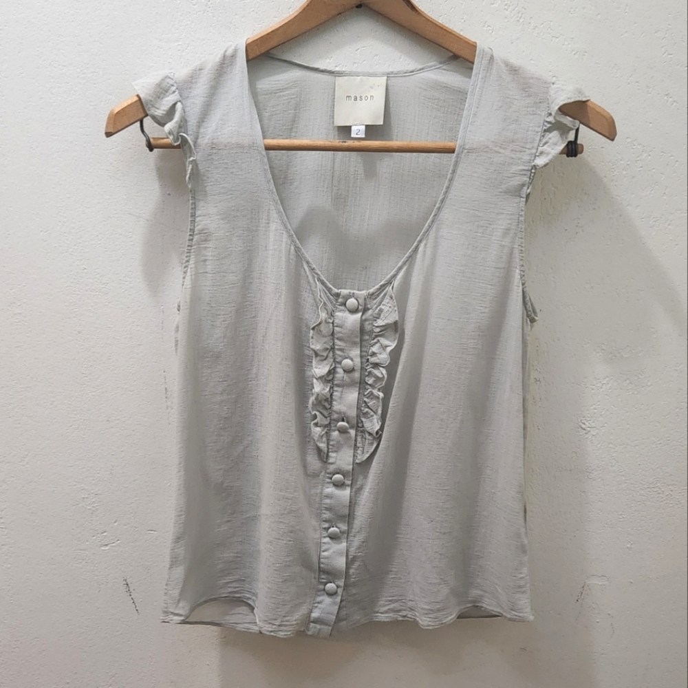Mason | Michelle Mason Sleeveless Ruffled Button Down Blouse